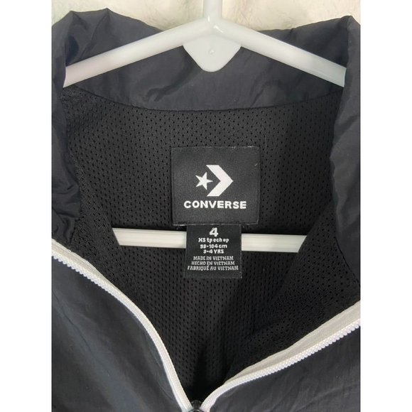 Converse‎ youth boys 4 black color block 1/4 zip pullover windbreaker jacket - Picture 3 of 5